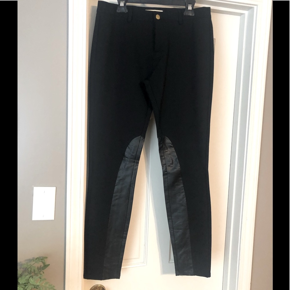 Women’s black pants with leather insert